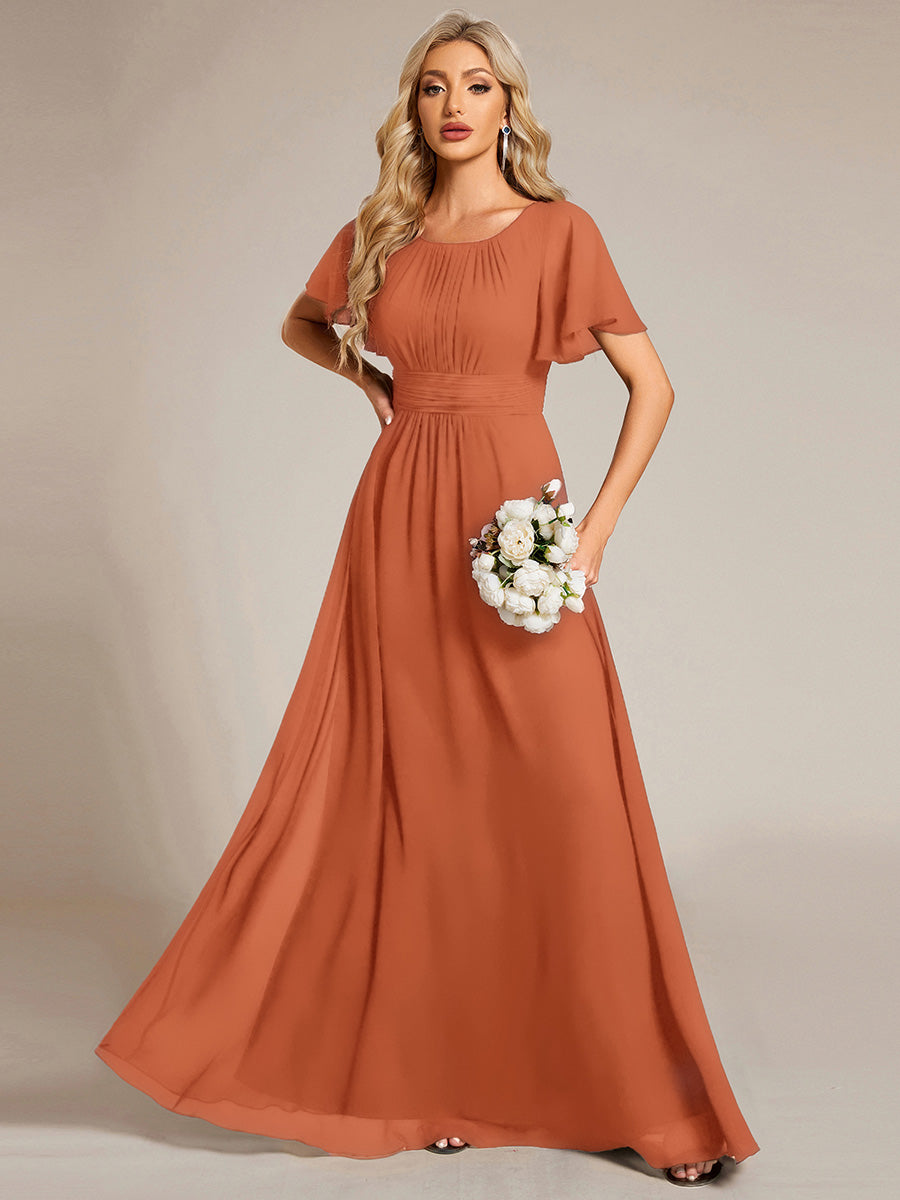Color=Brandied Melon | Fast Delivery Short Sleeve Ruffle Pleated A-Line Floor Length Bridesmaid Dresses-Brandied Melon 5