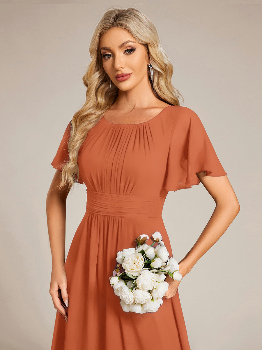 Color=Brandied Melon | Fast Delivery Short Sleeve Ruffle Pleated A-Line Floor Length Bridesmaid Dresses-Brandied Melon 3