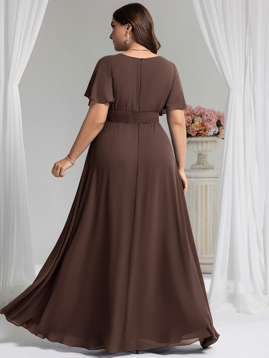 Color=Espresso | Fast Delivery Short Sleeve Ruffle Pleated A-Line Floor Length Bridesmaid Dresses-Espresso 37