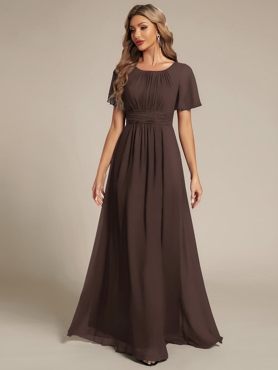 Color=Espresso | Fast Delivery Short Sleeve Ruffle Pleated A-Line Floor Length Bridesmaid Dresses-Espresso 31