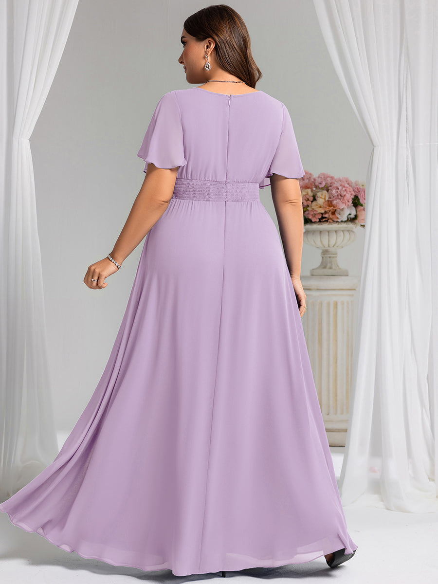 Color=Frosted Lilac | Wholesale Pricing Short Sleeve Ruffle Pleated A-Line Floor Length Bridesmaid Dresses-Frosted Lilac 7