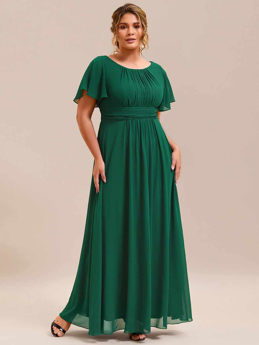 Color=Dark Green | Bulk Order Short Sleeve Ruffle Pleated A-Line Floor Length Dress | Bridesmaid Dresses-Dark Green 10