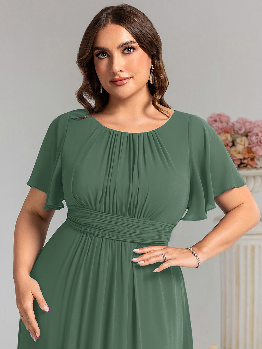 Color=Eucalyptus | Factory Design Short Sleeve Ruffle Pleated A-Line Floor Length Bridesmaid Dresses-Eucalyptus 7