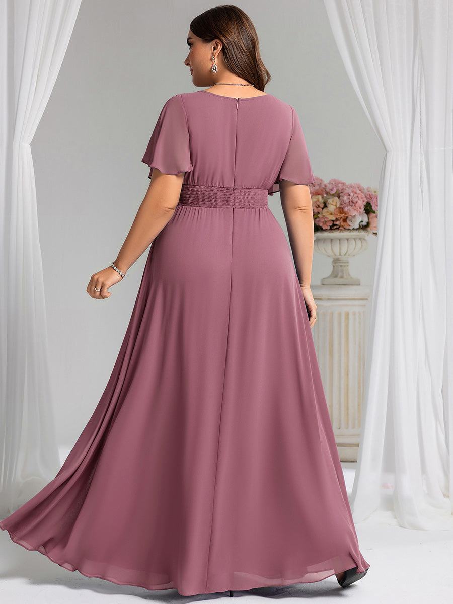 Color=Purple Orchid | Factory Design Short Sleeve Ruffle Pleated A-Line Floor Length Bridesmaid Dresses-Purple Orchid 16