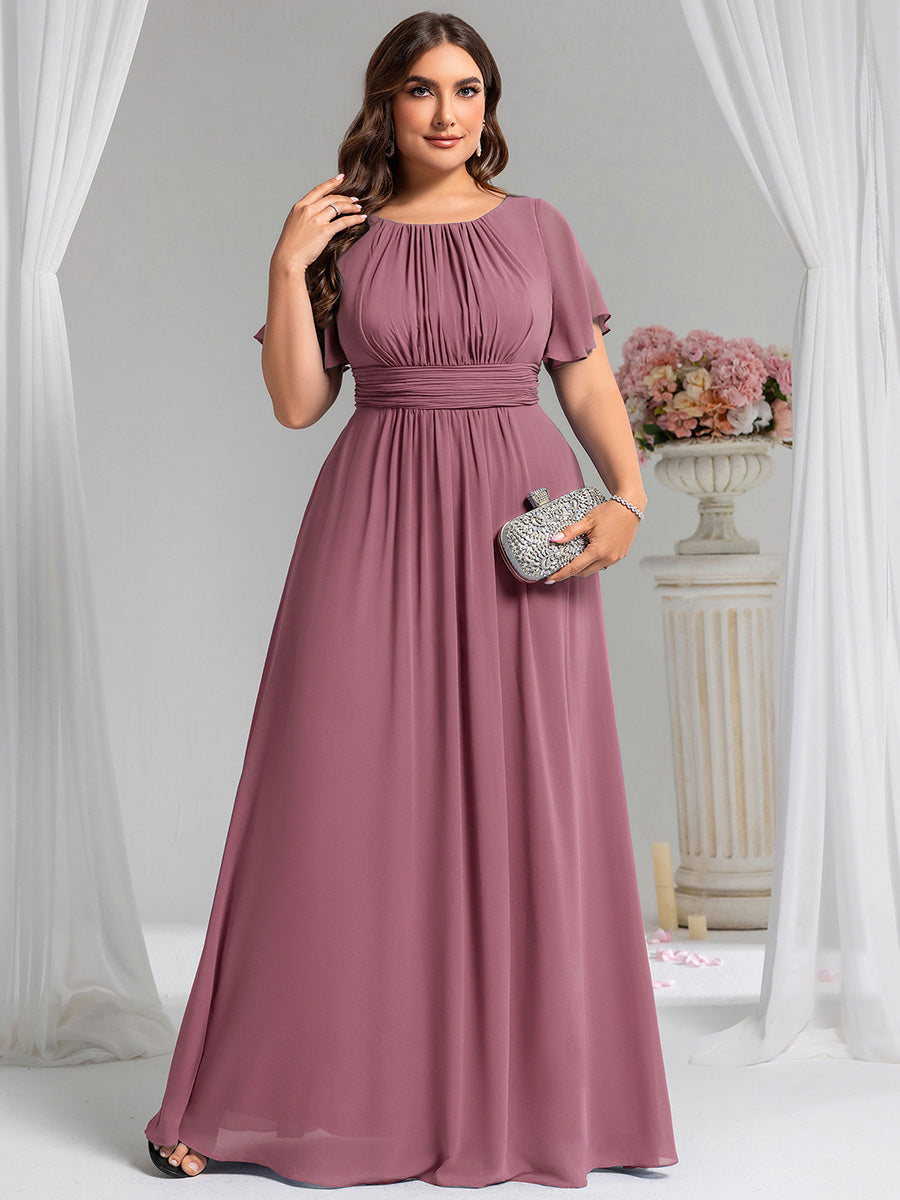 Color=Purple Orchid | Factory Design Short Sleeve Ruffle Pleated A-Line Floor Length Bridesmaid Dresses-Purple Orchid 18