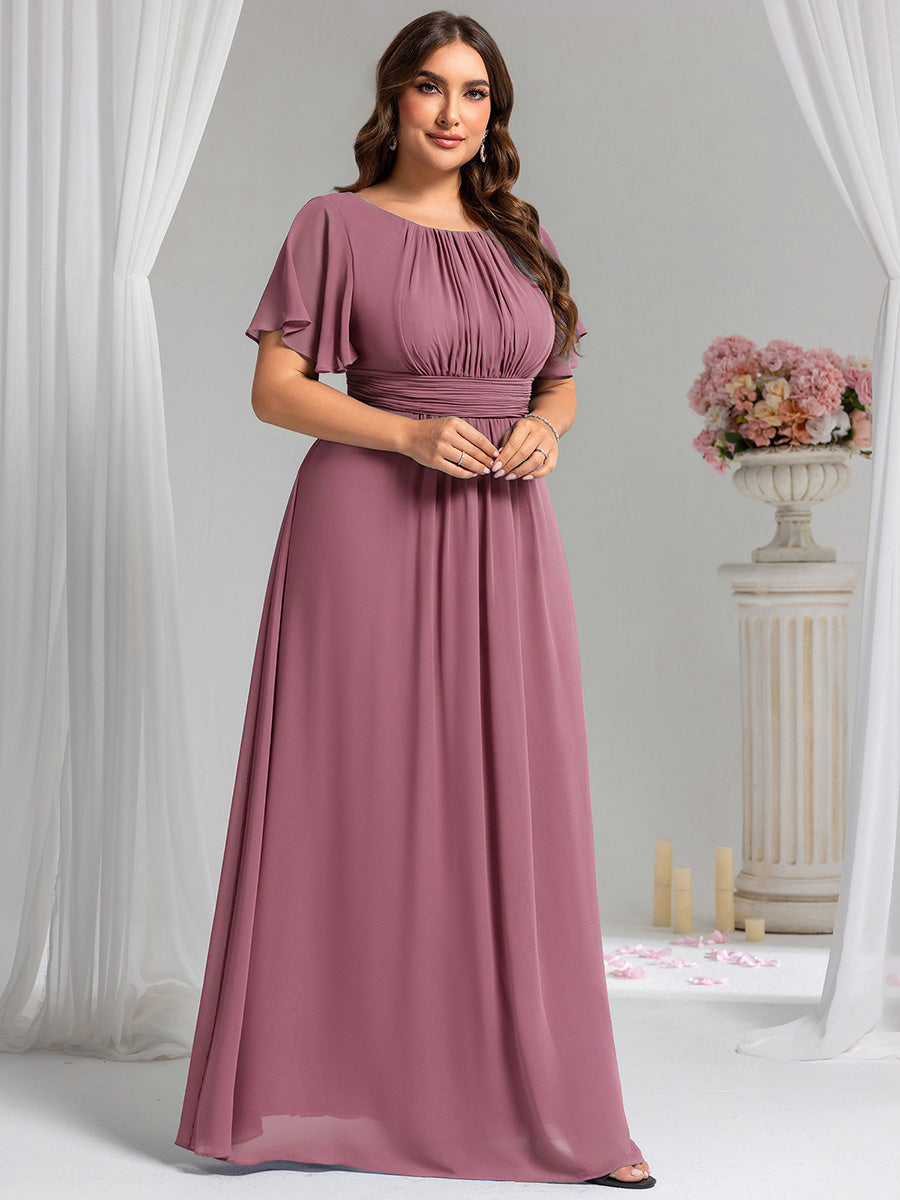Color=Purple Orchid | Factory Design Short Sleeve Ruffle Pleated A-Line Floor Length Bridesmaid Dresses-Purple Orchid 19