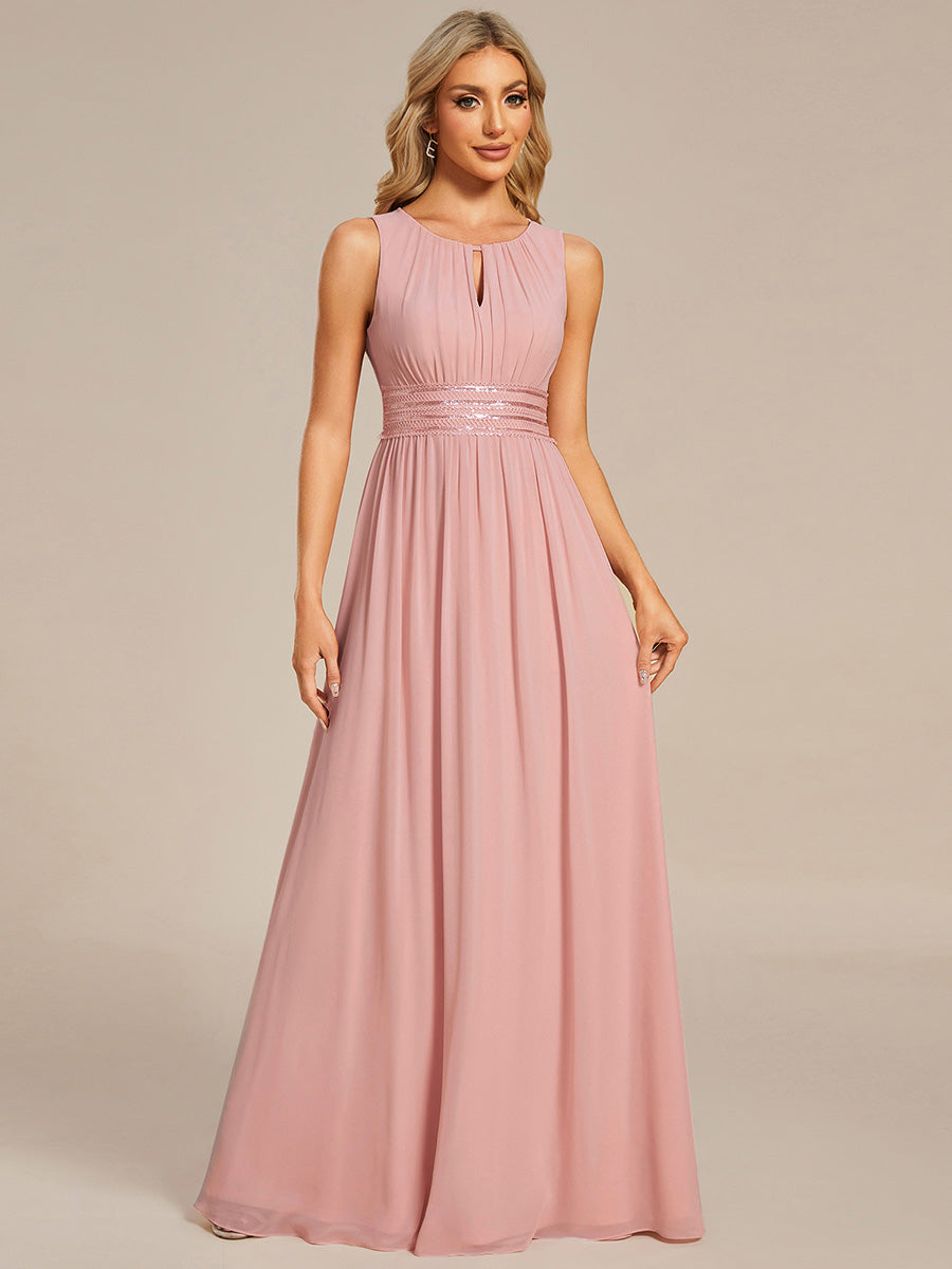 Color=Dusty Rose | Commercial Wholesale Sleeveless Embroidered Round Neck A-Line Floor Length Bridesmaid Dresses-Dusty Rose 11