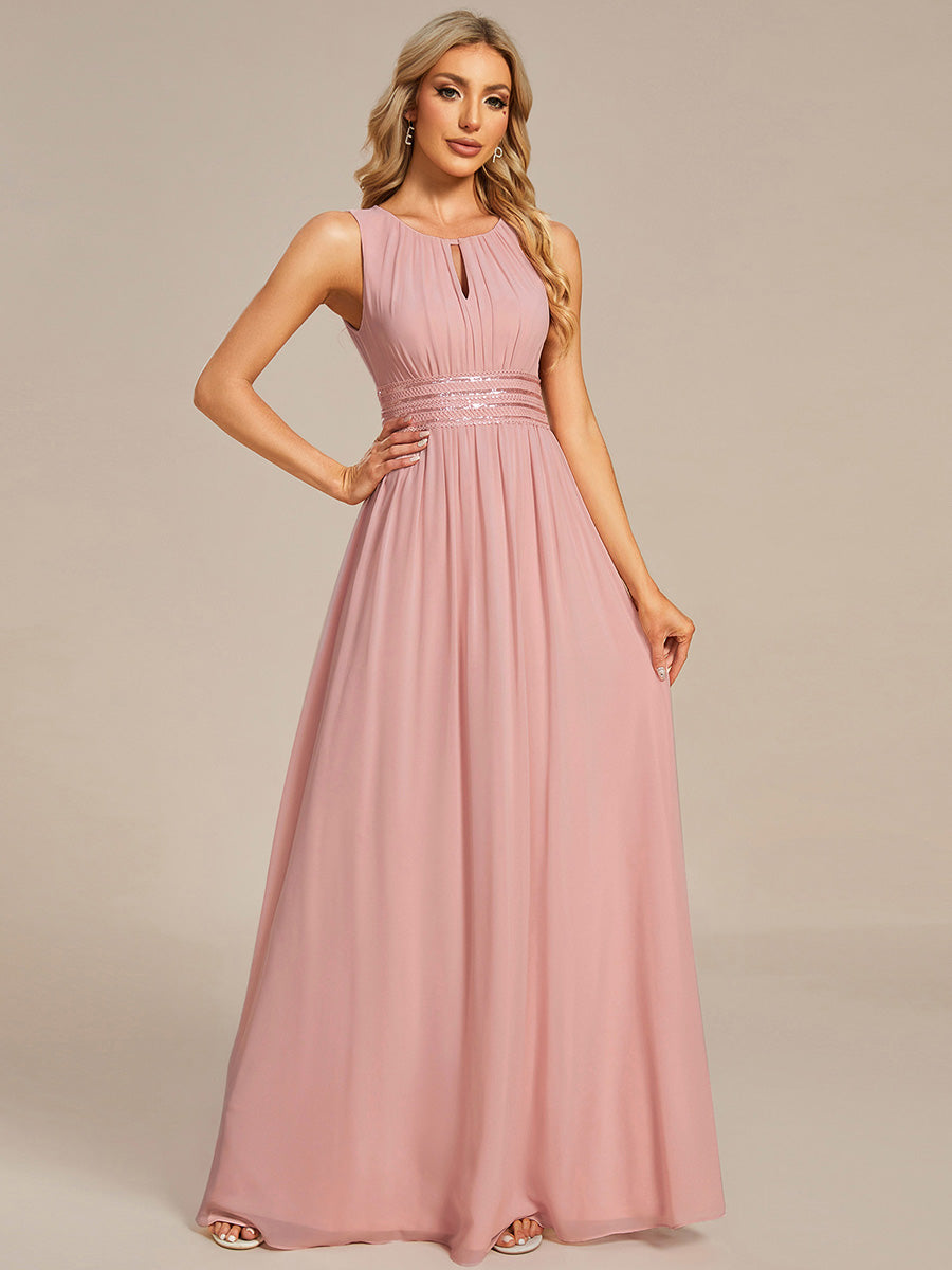Color=Dusty Rose | Commercial Wholesale Sleeveless Embroidered Round Neck A-Line Floor Length Bridesmaid Dresses-Dusty Rose 14