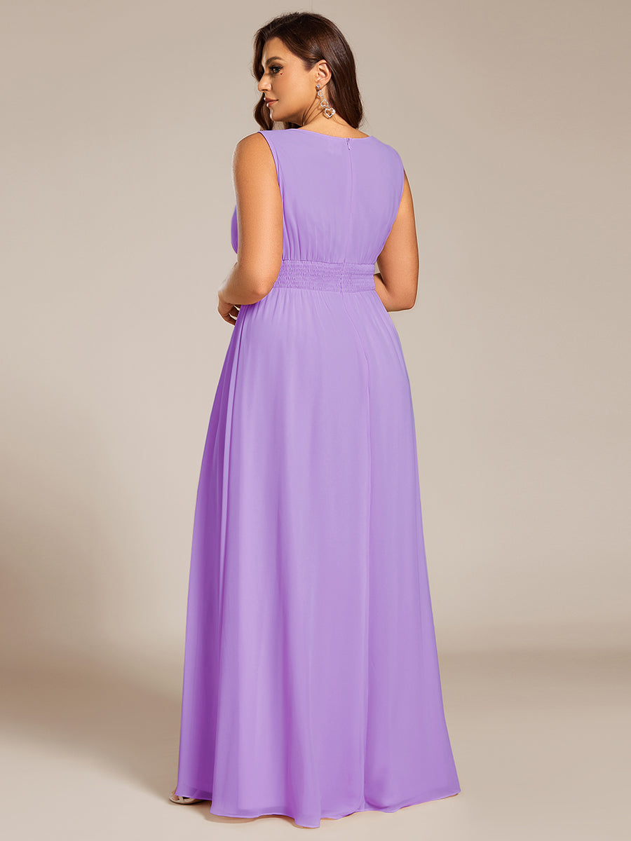 Color=Lavender | B2B-Exclusive Sleeveless Embroidered Round Neck A-Line Floor Length Bridesmaid Dresses-Lavender 7