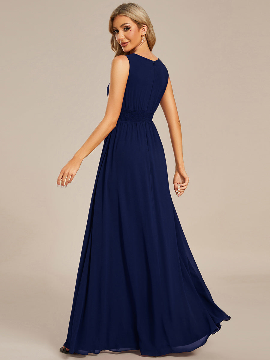 Color=Navy Blue | B2B-Exclusive Strapless Embroidered A-Line Floor Length Non-Stretch Bridesmaid Dresses-Navy Blue 37