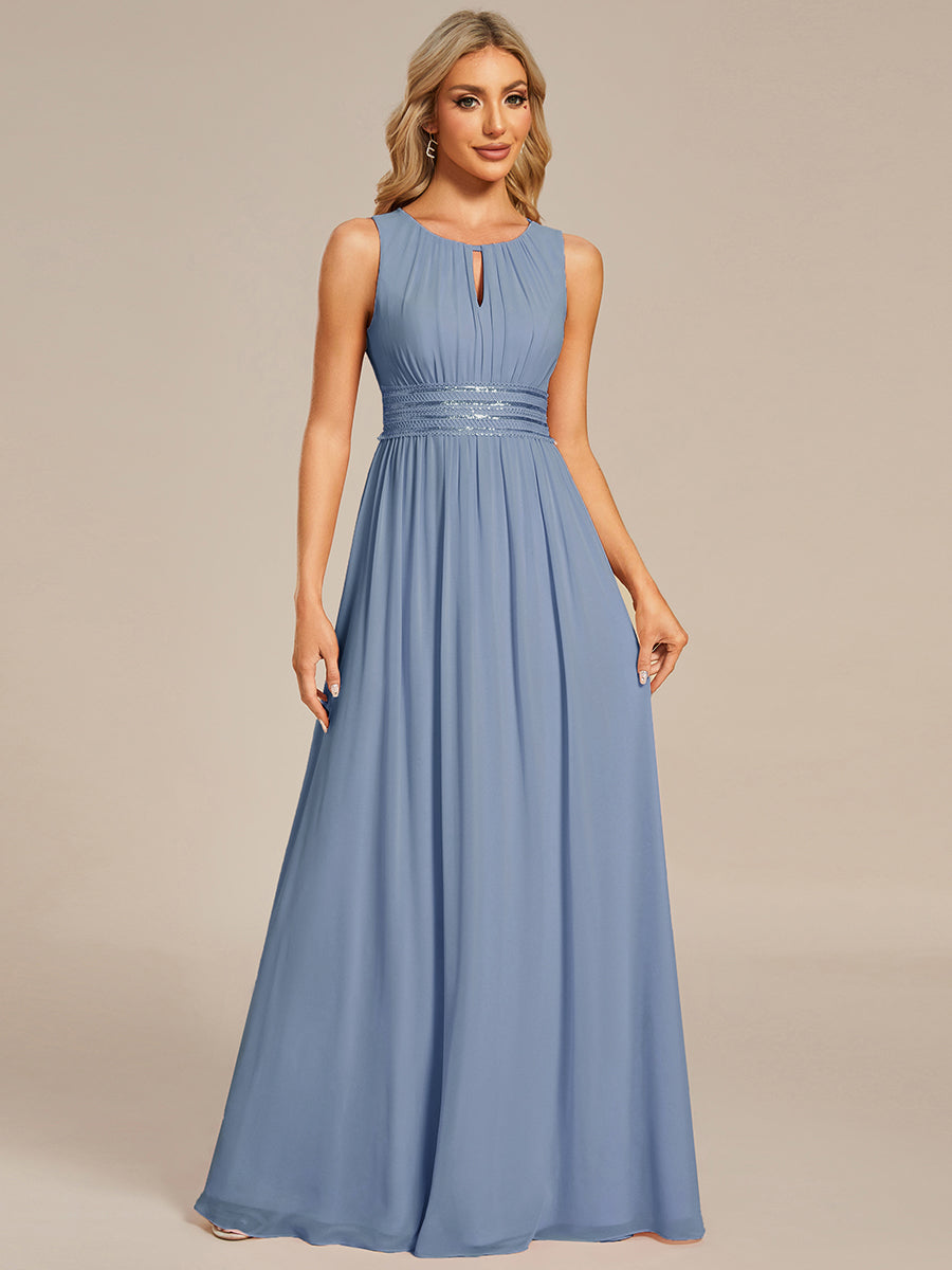 Color=Slate Blue | Commercial Wholesale Sleeveless Embroidered Round Neck A-Line Floor Length Bridesmaid Dresses-Slate Blue 21