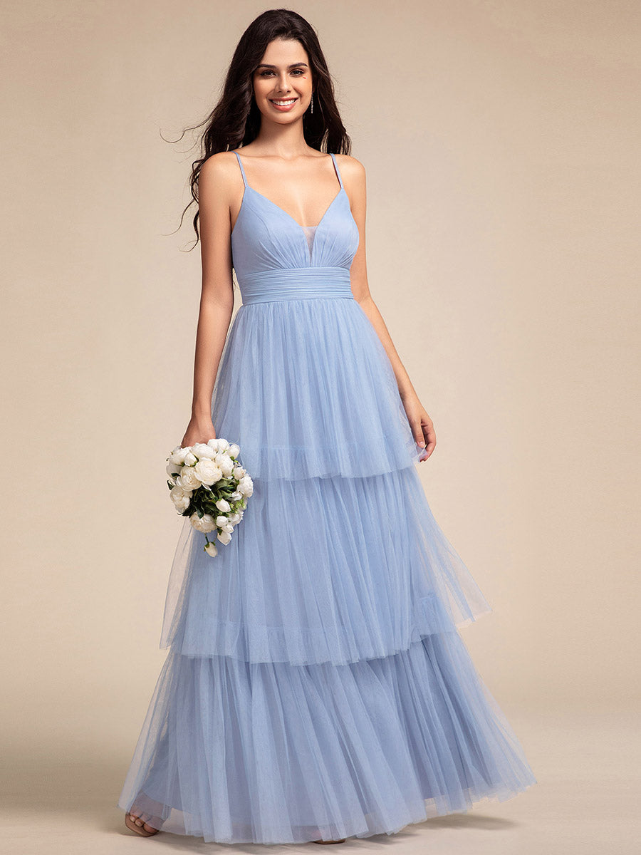 Romantic V Neck See-Through Cake pleated Bridesmaid Tulle Dresses Romantic V Neck See-Through Cake pleated Bridesmaid Tulle Dresses