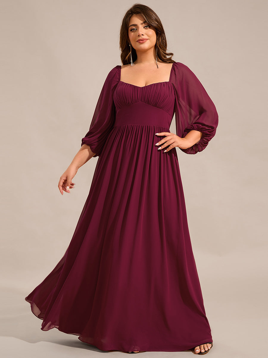 Plus Size Graceful Sweetheart 3/4 Lantern Sleeve Chiffon Bridesmaid Dr Plus Size Graceful Sweetheart 3/4 Lantern Sleeve Chiffon Bridesmaid Dr