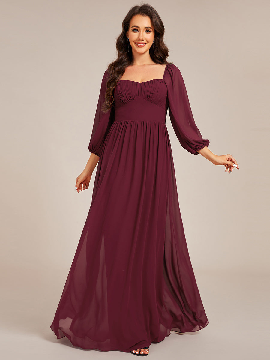 Graceful Sweetheart 3/4 Lantern Sleeve Chiffon Bridesmaid Dresses with