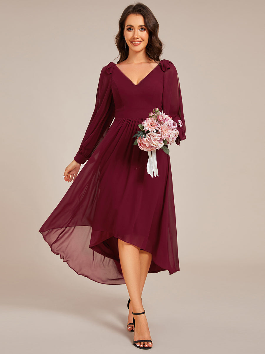 Elegant Butterfly Design Long Sleeves Midi Length A-Line Asymmetrical Elegant Butterfly Design Long Sleeves Midi Length A-Line Asymmetrical