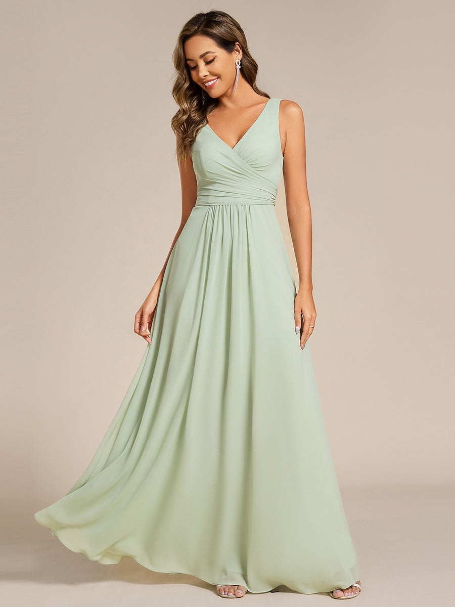 Asymmetrical V-Neck A-Line Floor-Length Bridesmaid Dress for