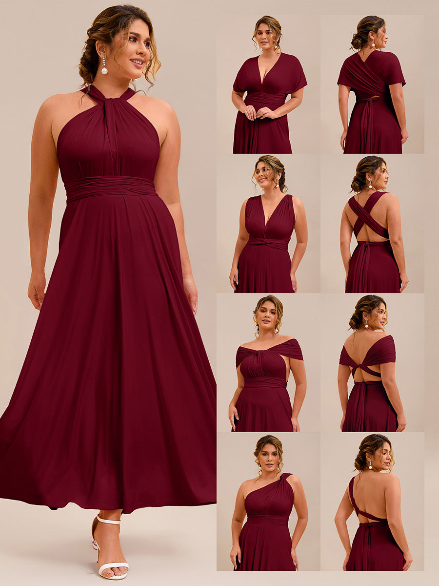 Color=Burgundy | Wear More Than One Garment Chiffon Bridesmaid Dresses-Burgundy 2
