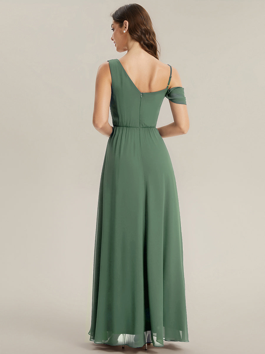 Color=Eucalyptus | Wholesale Short Sleeves Asymmetrical Sequin A-Line Floor Length Bridesmaid Dresses-Eucalyptus 2