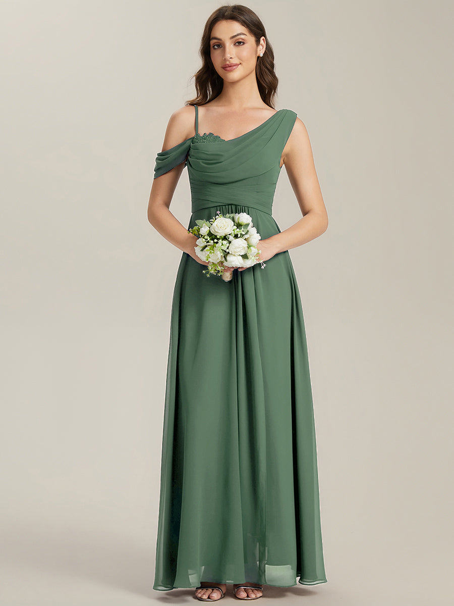 Color=Eucalyptus | Wholesale Short Sleeves Asymmetrical Sequin A-Line Floor Length Bridesmaid Dresses-Eucalyptus 4