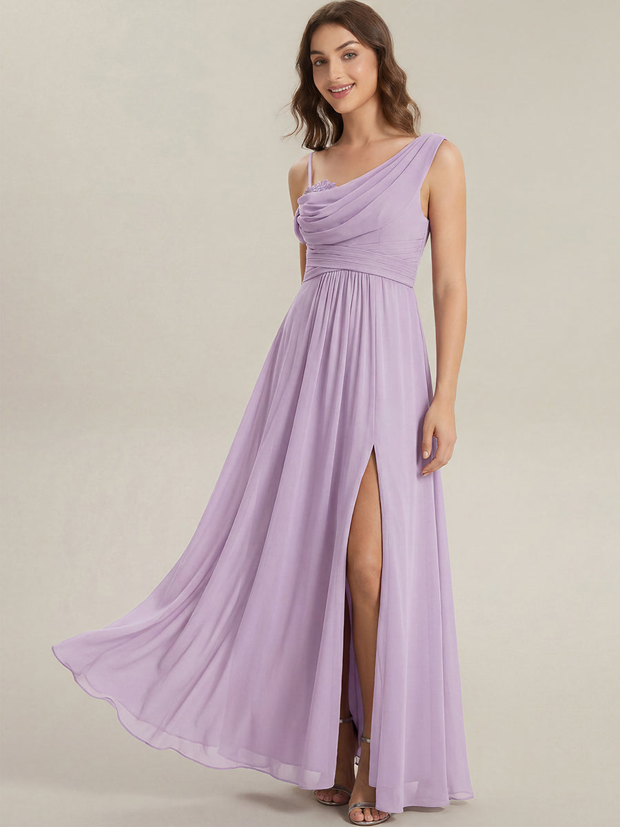 Color=Frosted Lilac | B2B-Exclusive Short Sleeve Asymmetrical Sequin A-Line Maxi Bridesmaid Dresses-Frosted Lilac 14
