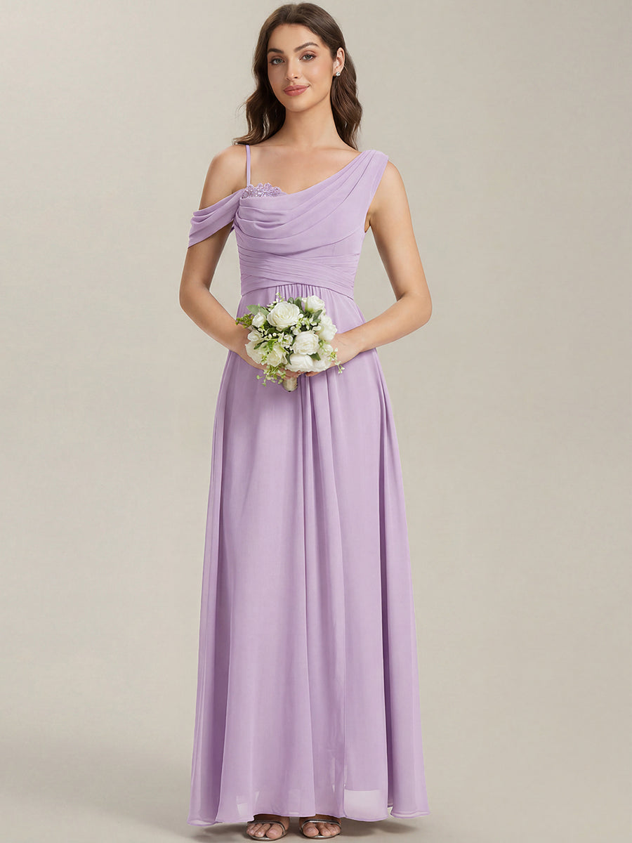 Color=Frosted Lilac | B2B-Exclusive Short Sleeve Asymmetrical Sequin A-Line Maxi Bridesmaid Dresses-Frosted Lilac 15