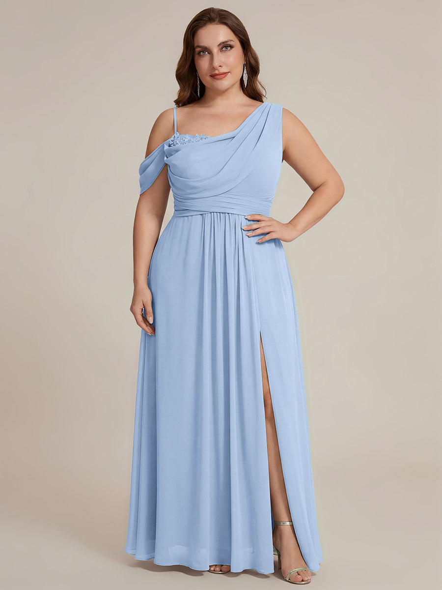 Color=Ice Blue | B2B-Exclusive Short Sleeve Asymmetrical Sequin A-Line Maxi Bridesmaid Dresses-Ice Blue 21