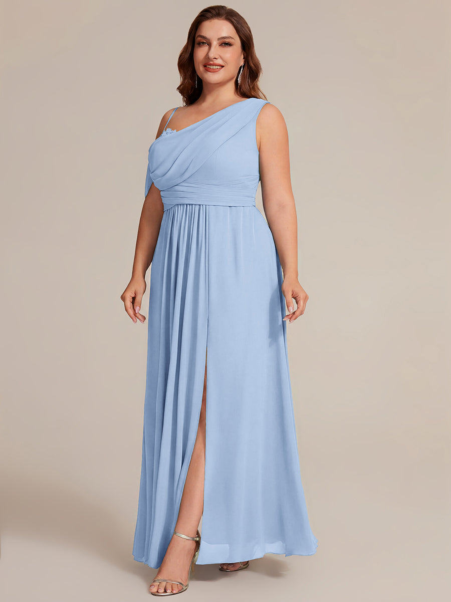 Color=Ice Blue | B2B-Exclusive Short Sleeve Asymmetrical Sequin A-Line Maxi Bridesmaid Dresses-Ice Blue 24