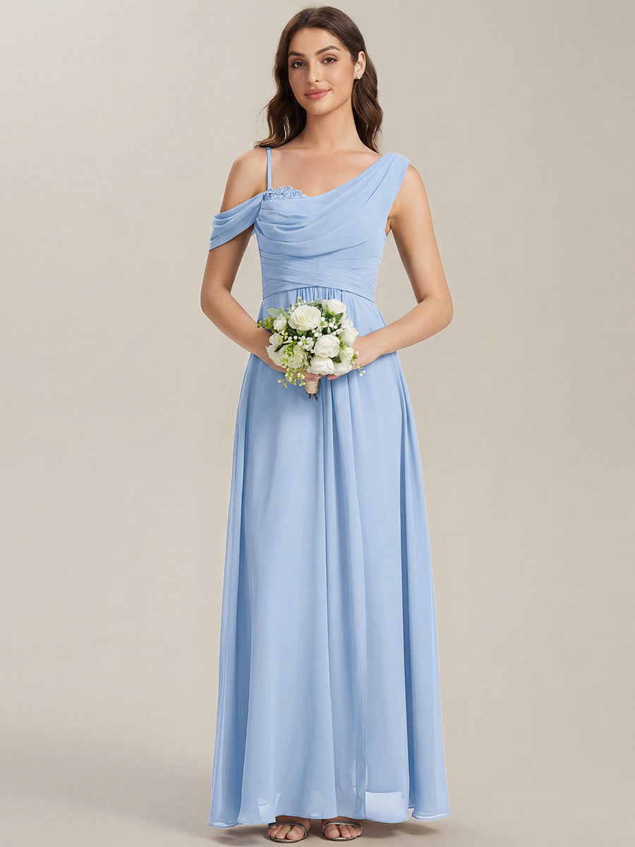 Color=Ice Blue | B2B-Exclusive Short Sleeve Asymmetrical Sequin A-Line Maxi Bridesmaid Dresses-Ice Blue 16
