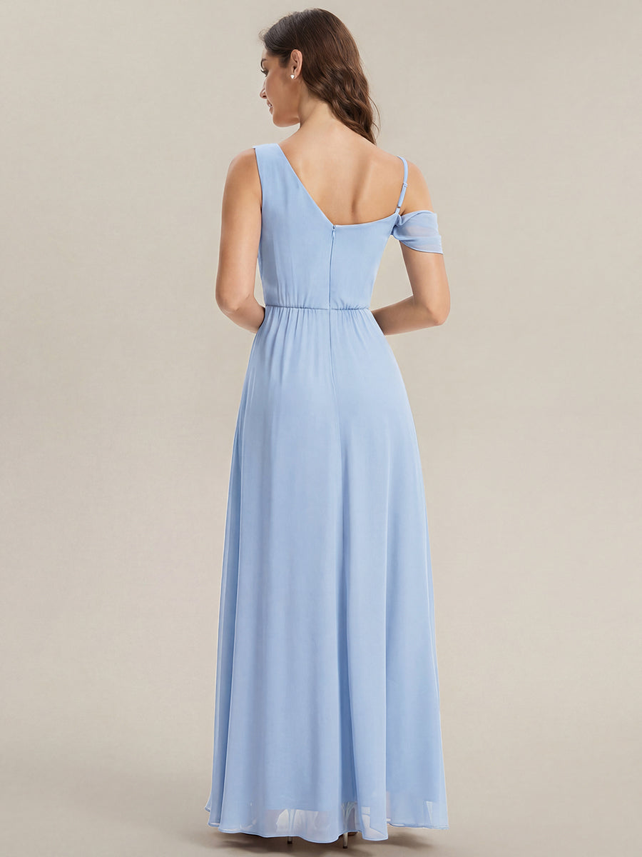 Color=Ice Blue | B2B-Exclusive Short Sleeve Asymmetrical Sequin A-Line Maxi Bridesmaid Dresses-Ice Blue 17