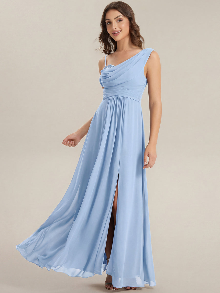 Color=Ice Blue | B2B-Exclusive Short Sleeve Asymmetrical Sequin A-Line Maxi Bridesmaid Dresses-Ice Blue 19