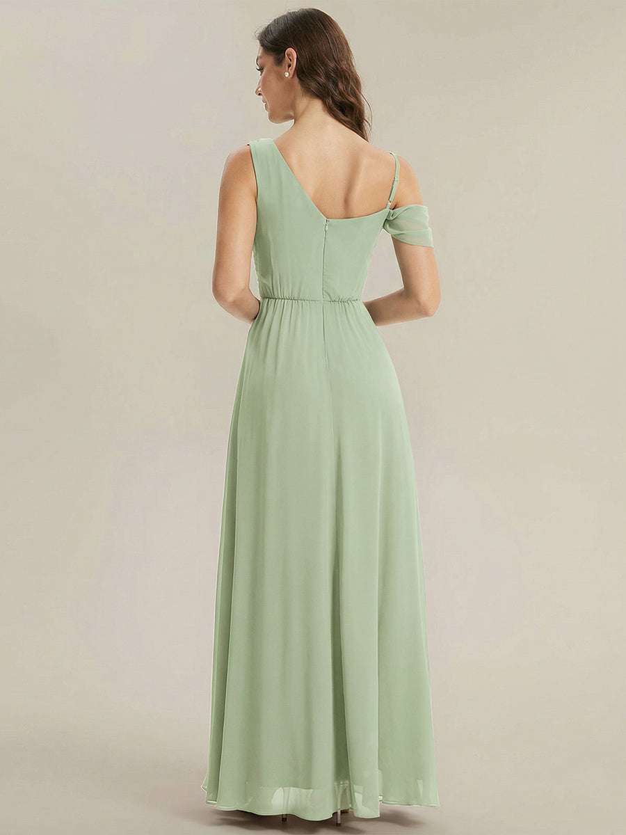 Color=Mint Green | Wholesale Short Sleeves Asymmetrical Sequin A-Line Floor Length Bridesmaid Dresses-Mint Green 7
