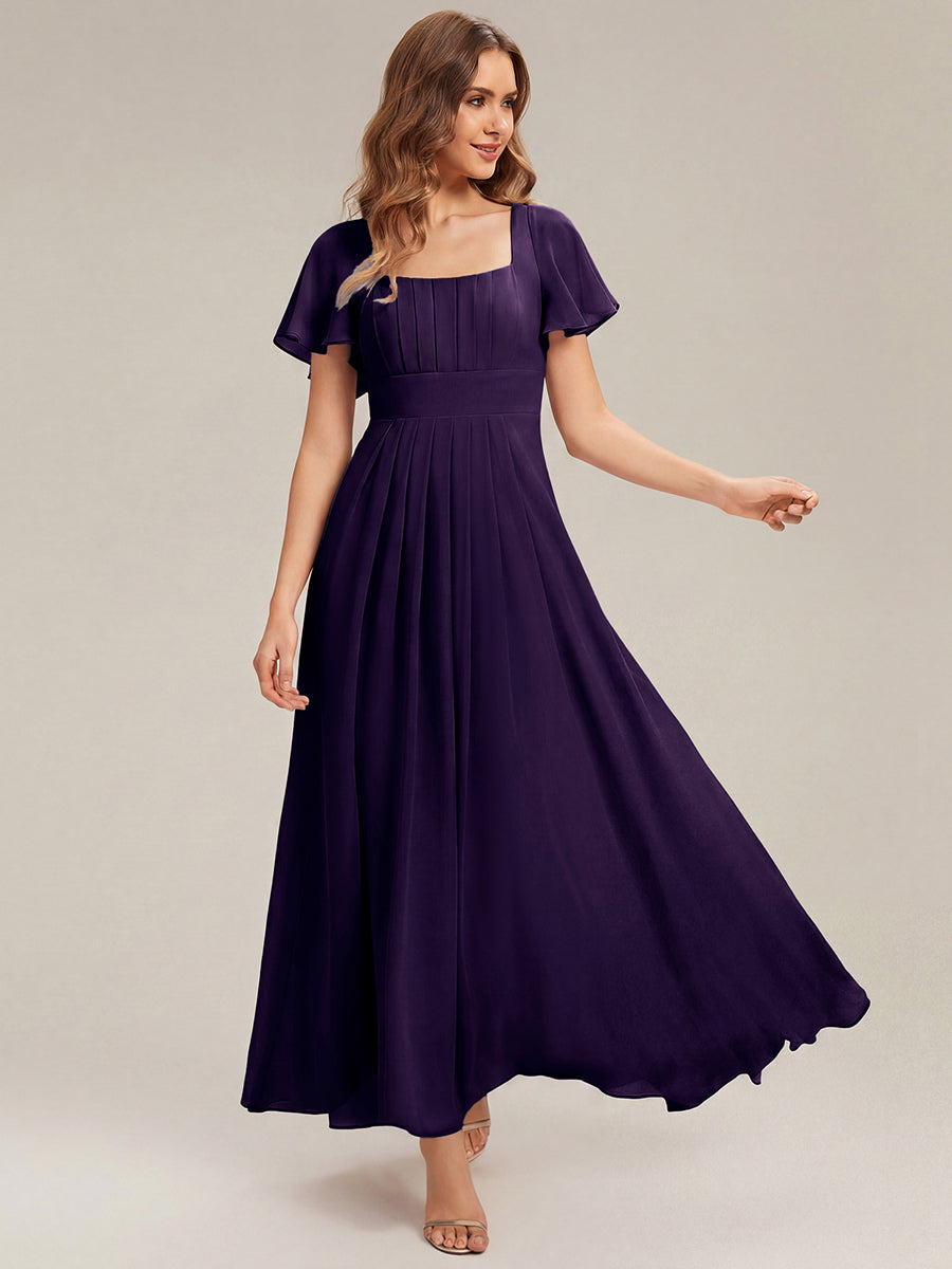 Color=Dark Purple | Factory Design Short Sleeve Ruffle Backless Ruched A-Line Maxi Bridesmaid Dresses-Dark Purple 1