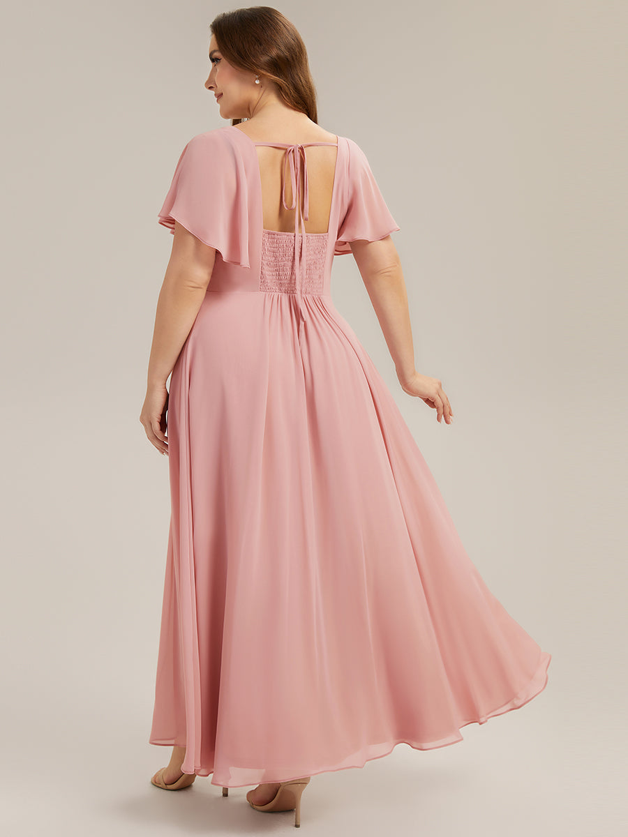 Color=Dusty Rose | Fast Delivery Short Sleeve Ruffle Backless Ruched A-Line Floor Length Bridesmaid Dresses-Dusty Rose 17