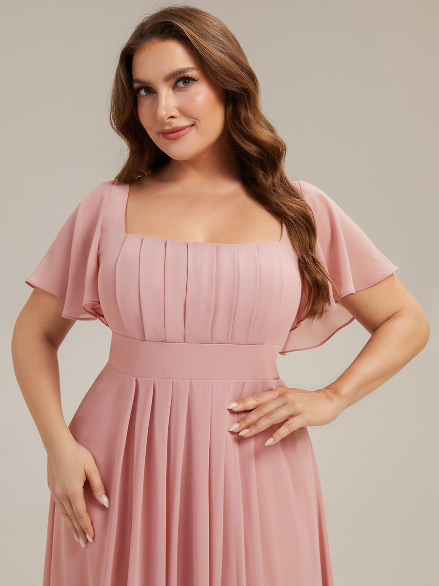 Color=Dusty Rose | Fast Delivery Short Sleeve Ruffle Backless Ruched A-Line Floor Length Bridesmaid Dresses-Dusty Rose 18