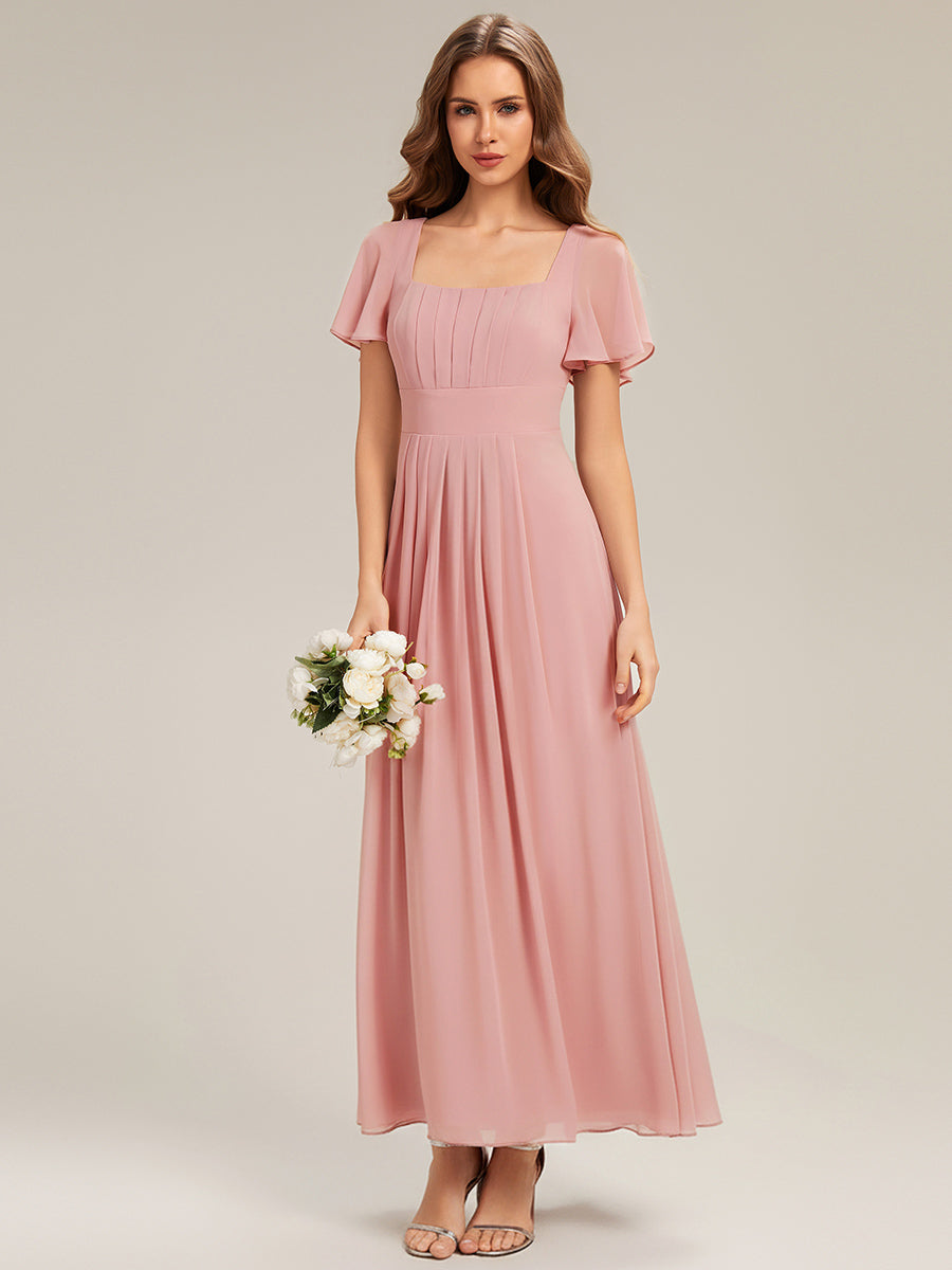 Color=Dusty Rose | Fast Delivery Short Sleeve Ruffle Backless Ruched A-Line Floor Length Bridesmaid Dresses-Dusty Rose 14