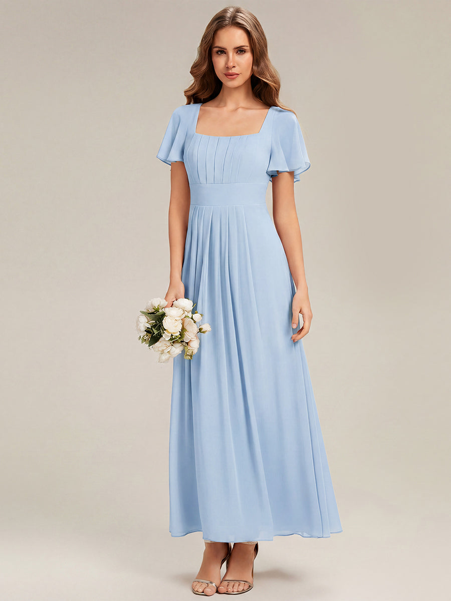 Color=Ice Blue | Fast Delivery Short Sleeve Ruffle Backless Ruched A-Line Floor Length Bridesmaid Dresses-Ice Blue 3