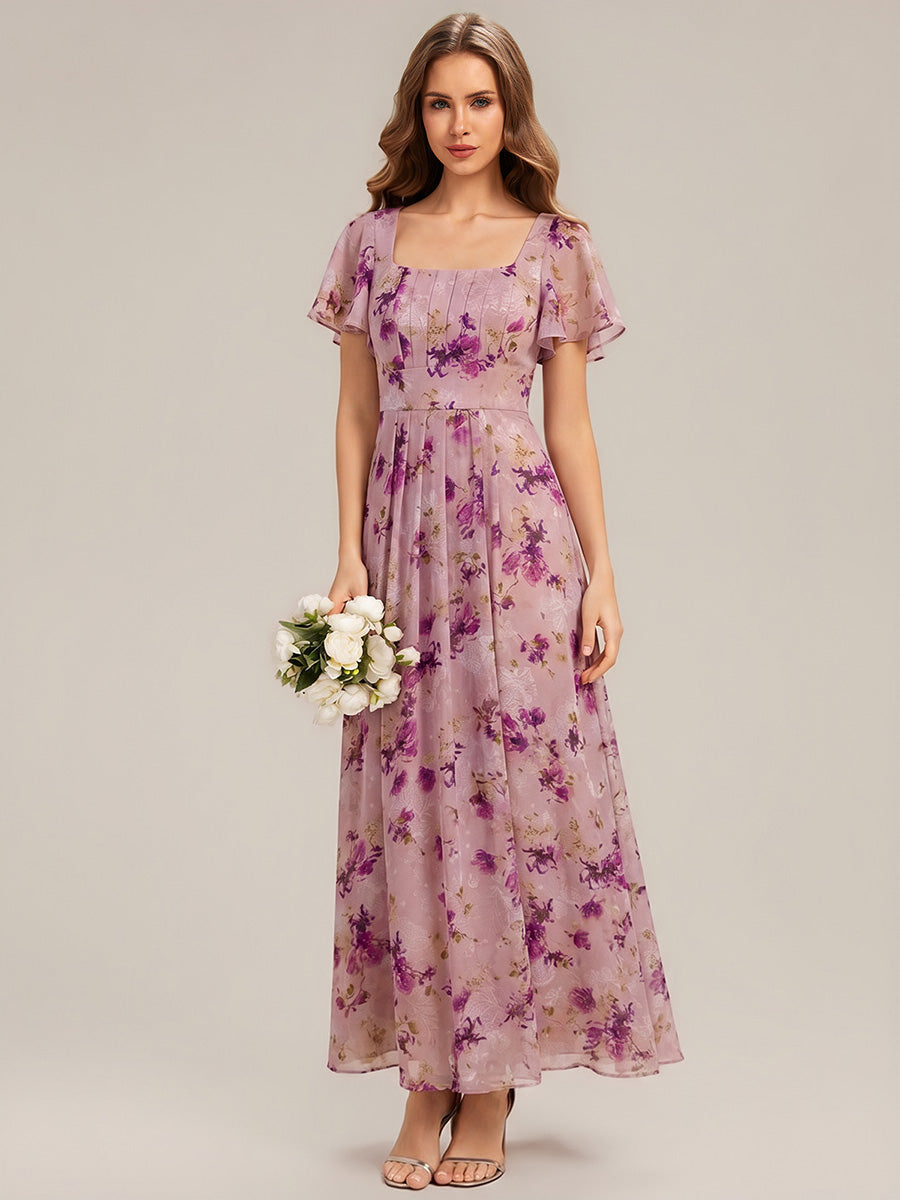 Color=Light Purple Print | Bulk Order Short Sleeve Ruffle Backless Ruched A-Line Maxi Bridesmaid Dresses-Light Purple Print 14