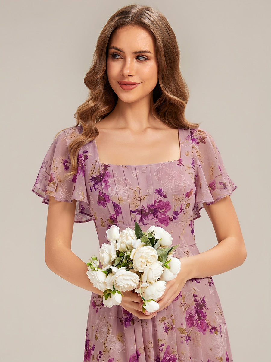 Color=Light Purple Print | Bulk Order Short Sleeve Ruffle Backless Ruched A-Line Maxi Bridesmaid Dresses-Light Purple Print 13