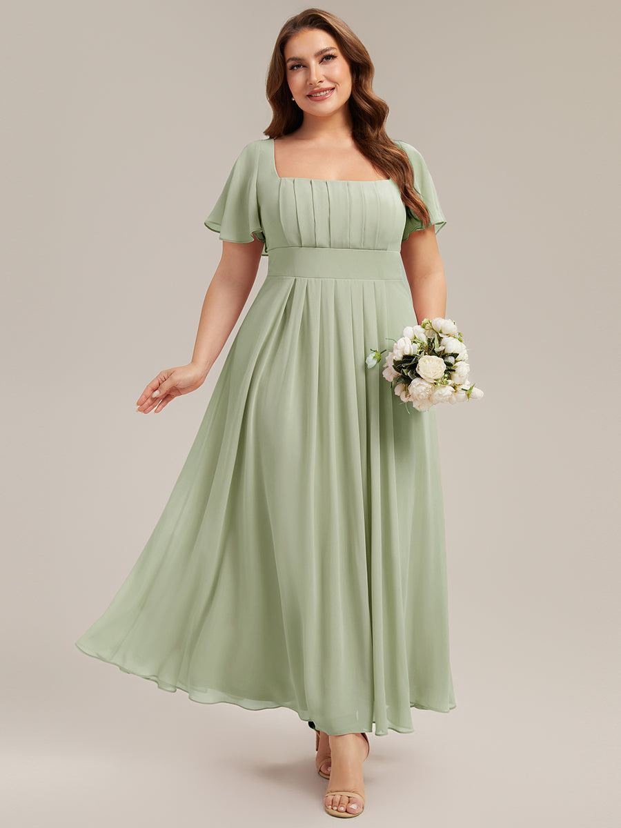 Color=Mint Green | Fast Delivery Short Sleeve Ruffle Backless Ruched A-Line Floor Length Bridesmaid Dresses-Mint Green 26