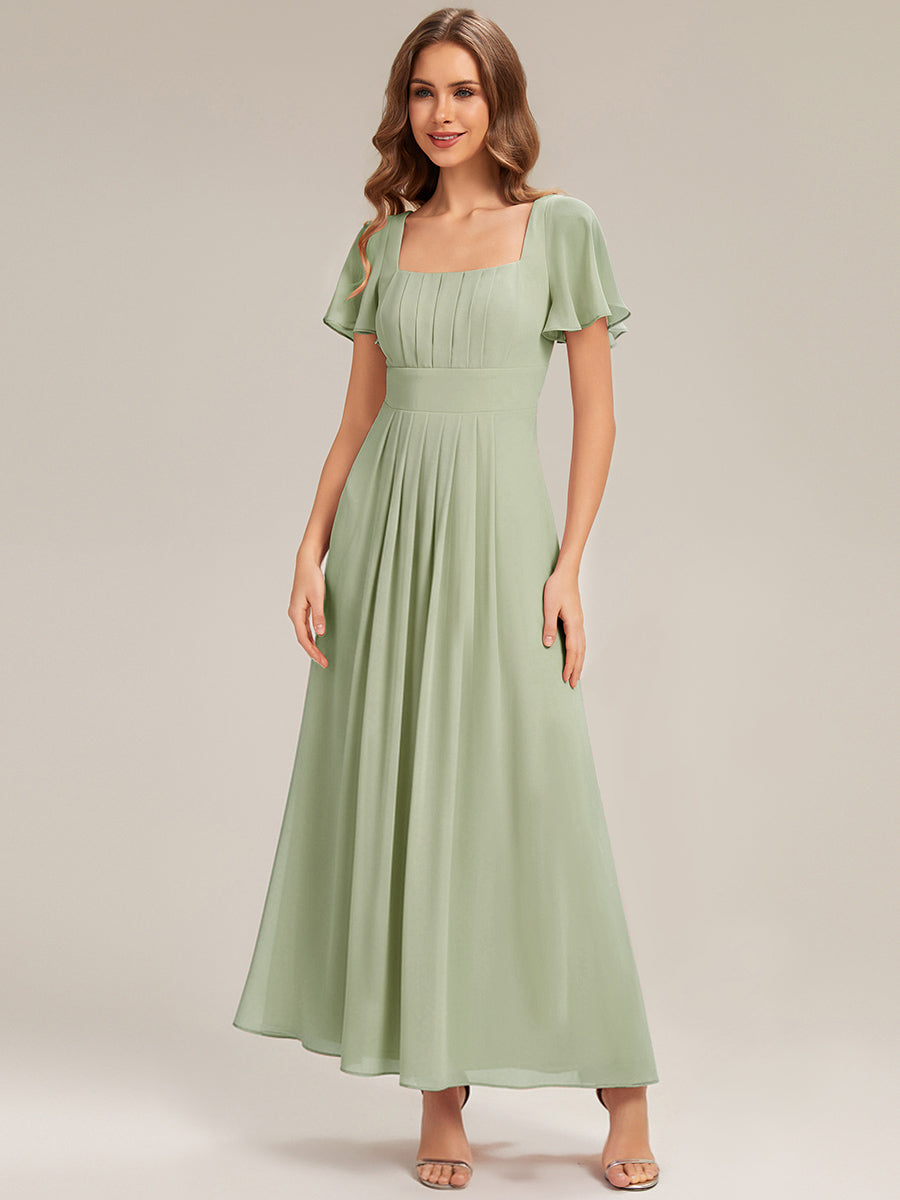 Color=Mint Green | Fast Delivery Short Sleeve Ruffle Backless Ruched A-Line Floor Length Bridesmaid Dresses-Mint Green 25