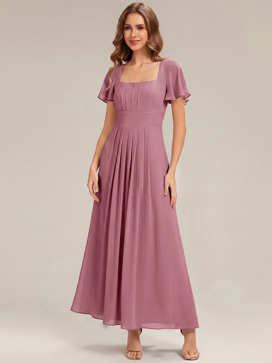 Color=Purple Orchid | Factory Design Short Sleeve Ruffle Backless Ruched A-Line Maxi Bridesmaid Dresses-Purple Orchid 14