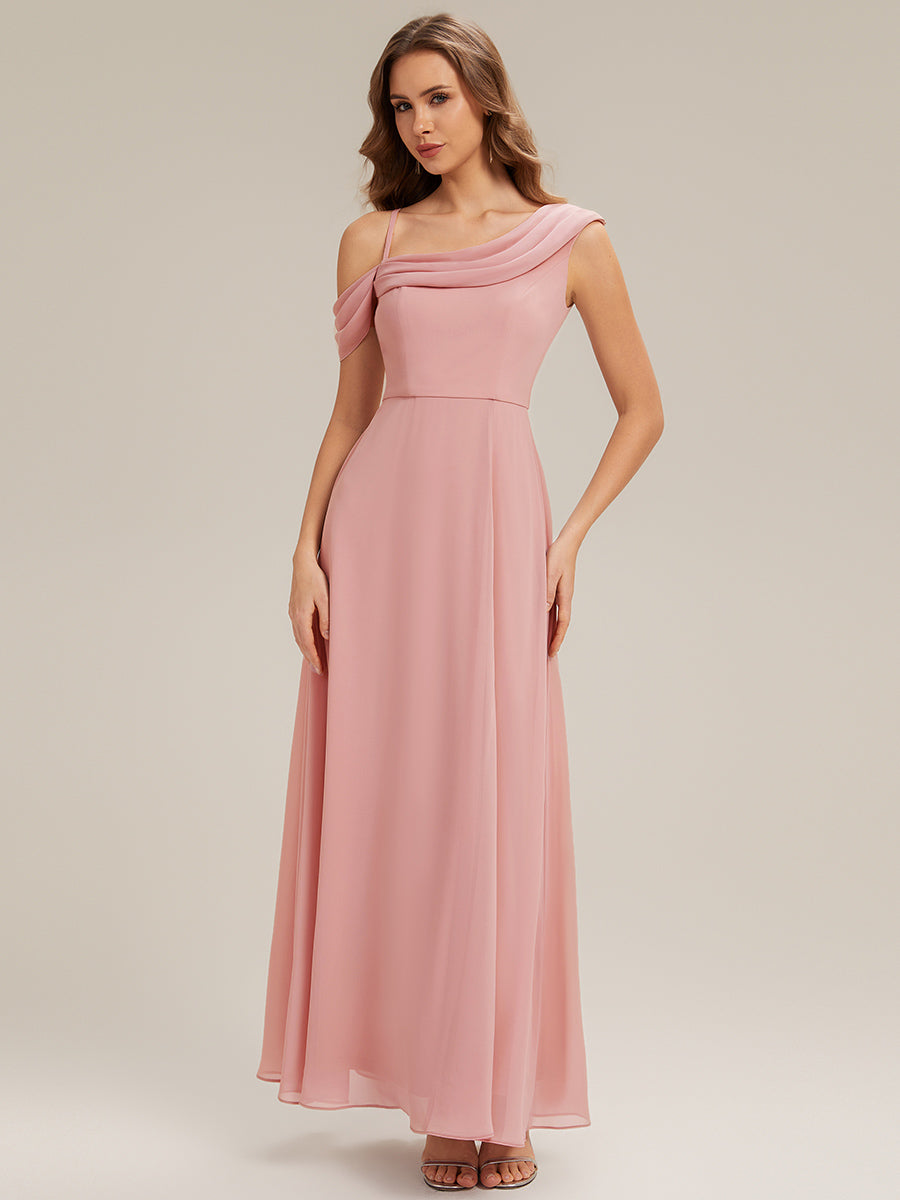 Color=Dusty Rose | Fast Delivery Short Sleeve Asymmetrical A-Line Floor Length Rhinestone Bridesmaid Dresses-Dusty Rose 9