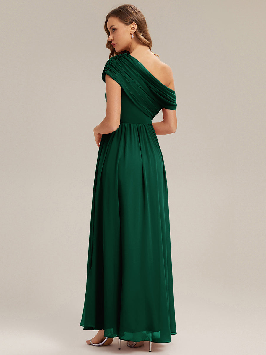 Wholesale Strapless Asymmetrical A-Line Gathered Floor Length Bridesmaid Dresses