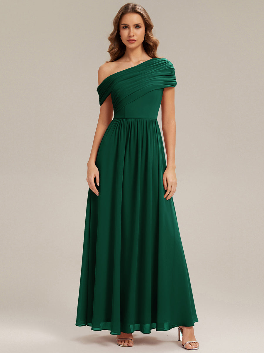Wholesale Strapless Asymmetrical A-Line Gathered Floor Length Bridesmaid Dresses