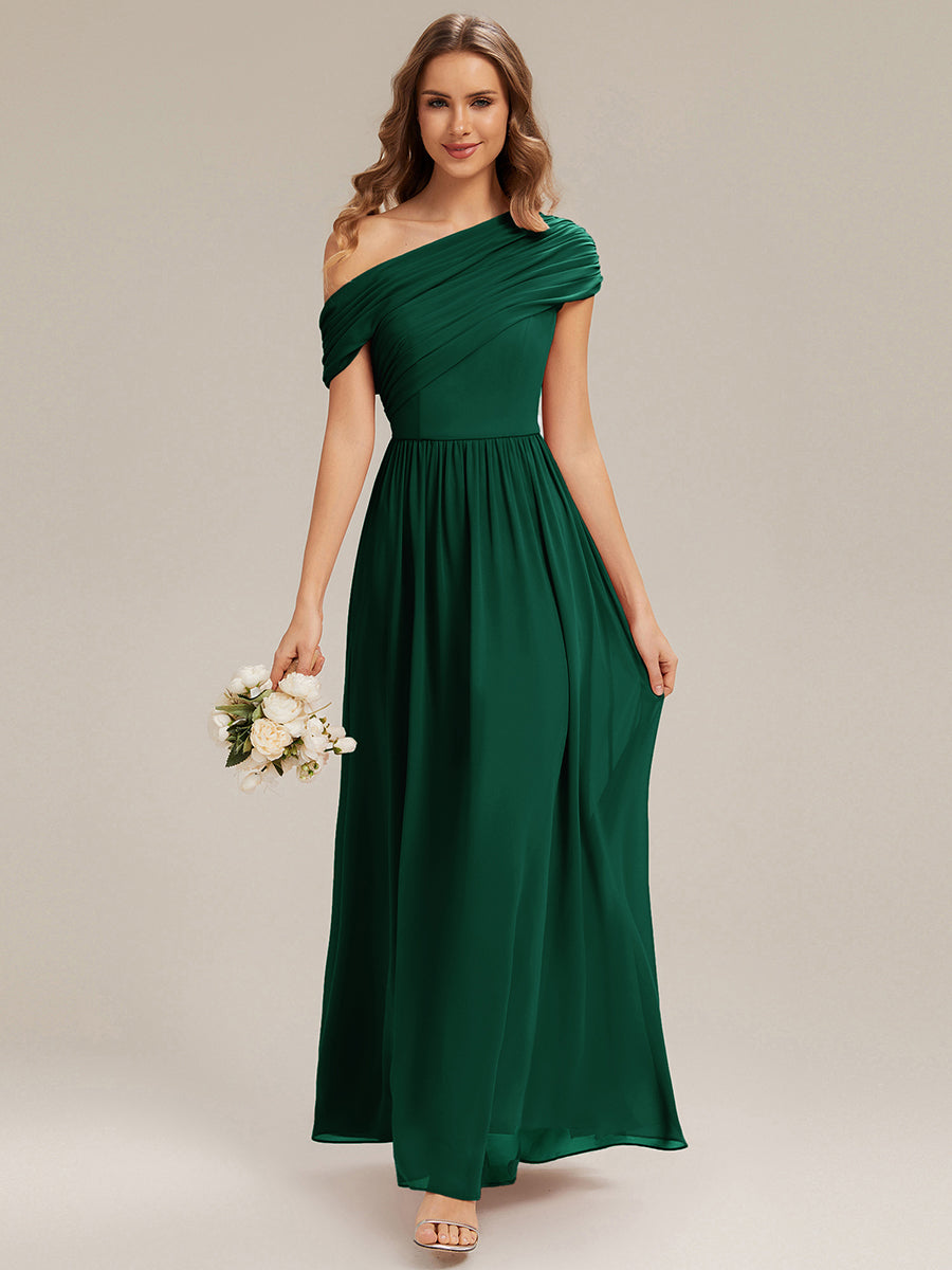 Wholesale Strapless Asymmetrical A-Line Gathered Floor Length Bridesmaid Dresses