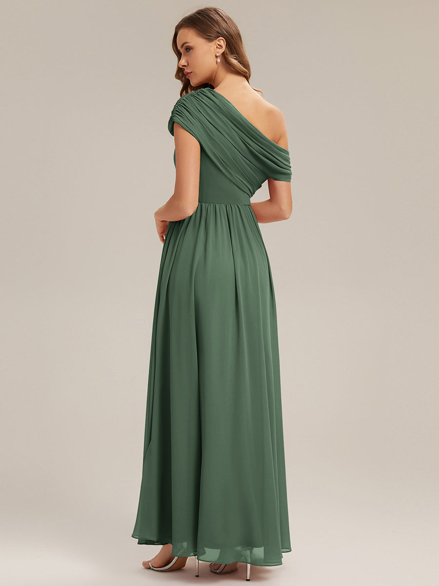 Color=Eucalyptus | Wholesale Asymmetrical Off Shoulder Gathered A-Line Floor Length Bridesmaid Dresses-Eucalyptus 12
