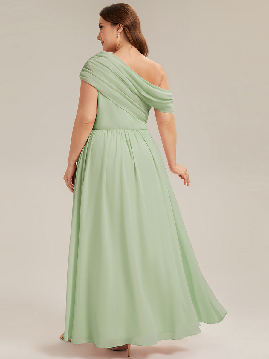 Color=Mint Green | Wholesale Strapless Asymmetrical A-Line Gathered Floor Length Bridesmaid Dresses-Mint Green 7