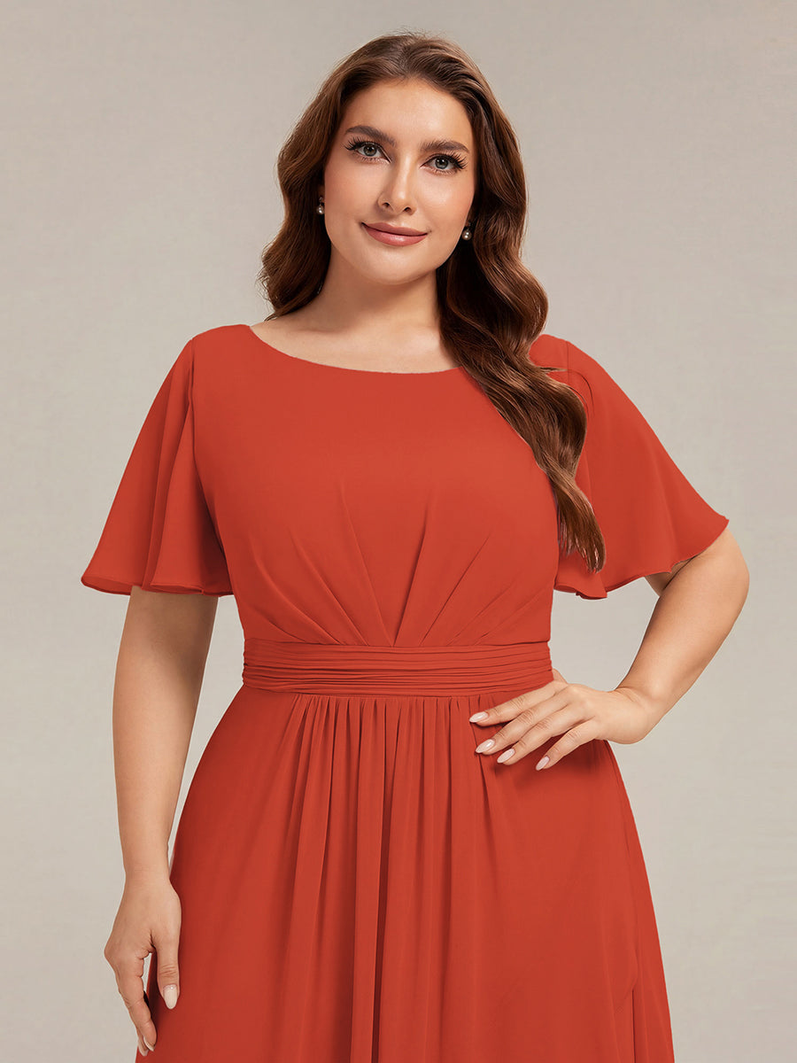 Color=Burnt Orange | One Stop Shop Short Sleeve Ruffle Round Neck High-Low Asymmetrical Bridesmaid Dresses-Burnt Orange 28