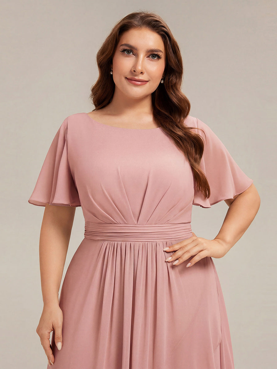 Color=Dusty Rose | One Stop Shop Short Sleeve Ruffle Round Neck High-Low Asymmetrical Bridesmaid Dresses-Dusty Rose 68