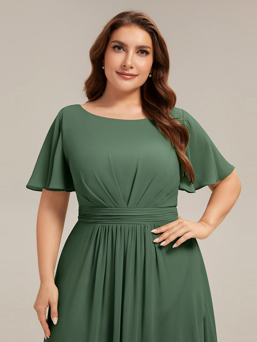 Color=Eucalyptus | One Stop Shop Short Sleeve Ruffle Round Neck High-Low Asymmetrical Bridesmaid Dresses-Eucalyptus 78